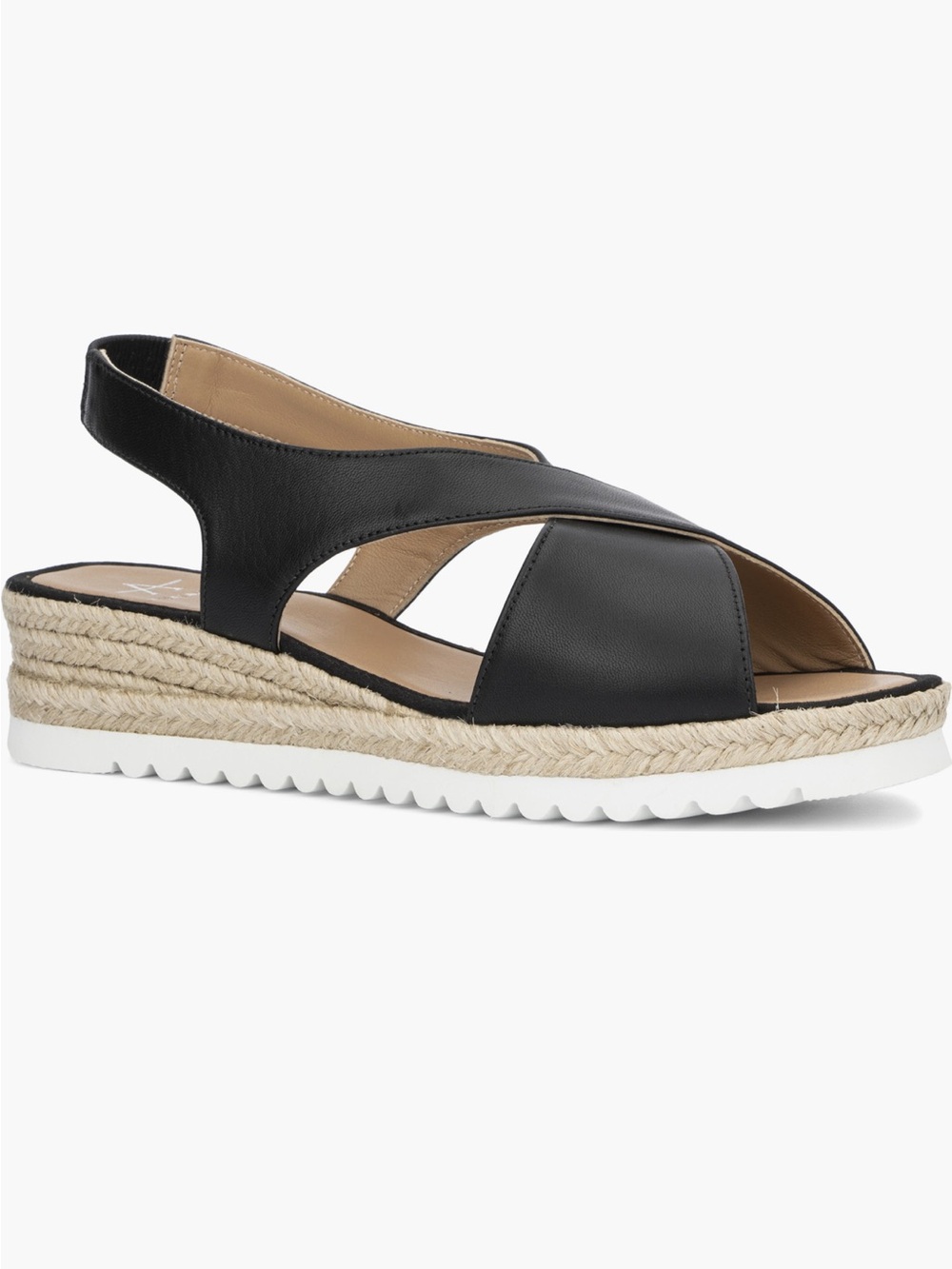 Aquatalia Adelina Black Nappa Leather Espadrille Wedge Sandals Size 9M